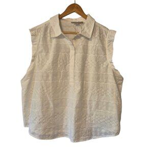 NWOT Loft White Eyelet Sleeveless Top Size XXL